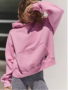 Free People Boxy Cropped Hoodie in Pink